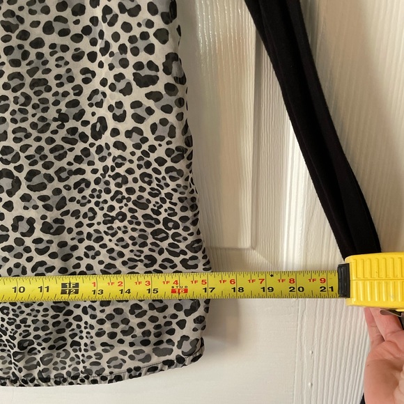 Cheetah print long sleeve blouse medium sheer cotton Black gray silver fun sexy - Picture 9 of 9